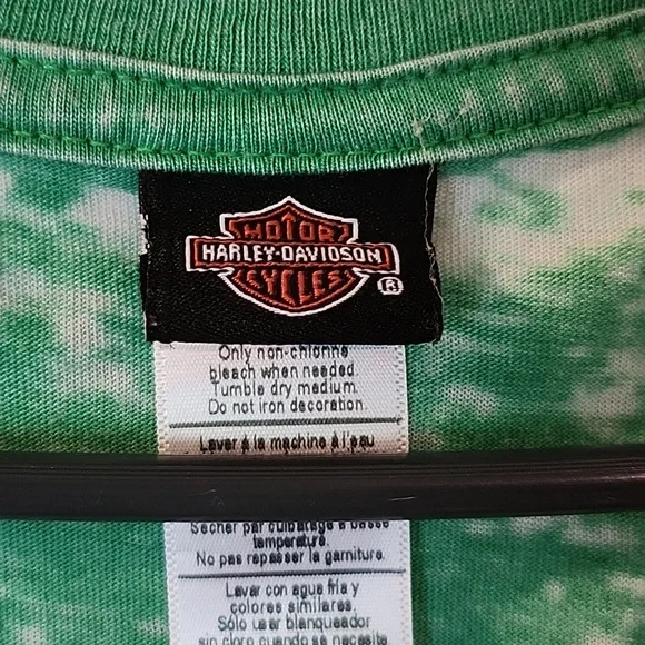 Green V-neck Harley Davidson shirt - Picture 2 of 3